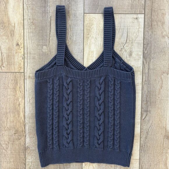 Evereve Women Tank Top Cable Knit Chunky Size L Preppy Minimal Capsule Soft Girl - Picture 2 of 8